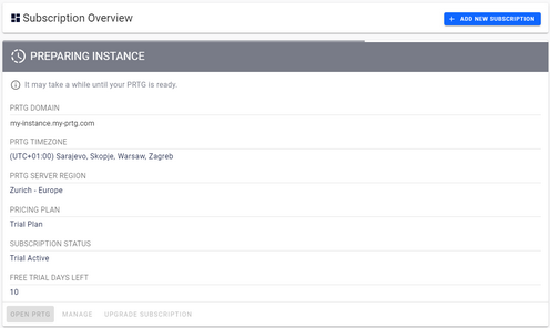 Subscription Progress Subscription Progress